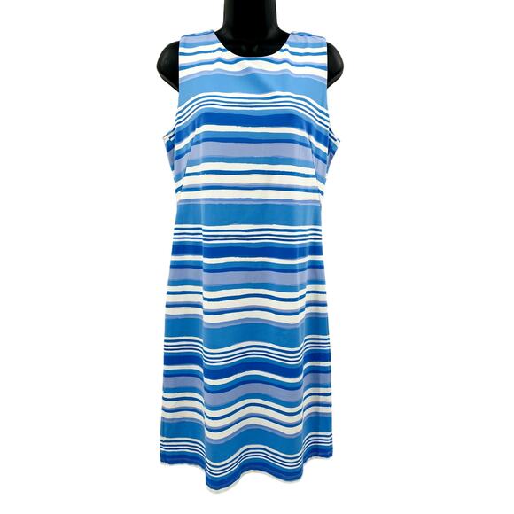 J. Mclaughlin M Sophia blue striped shift dress - Picture 2 of 6